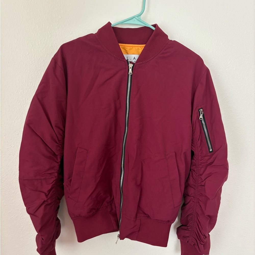 Women's Burgundy Bomber Jacket